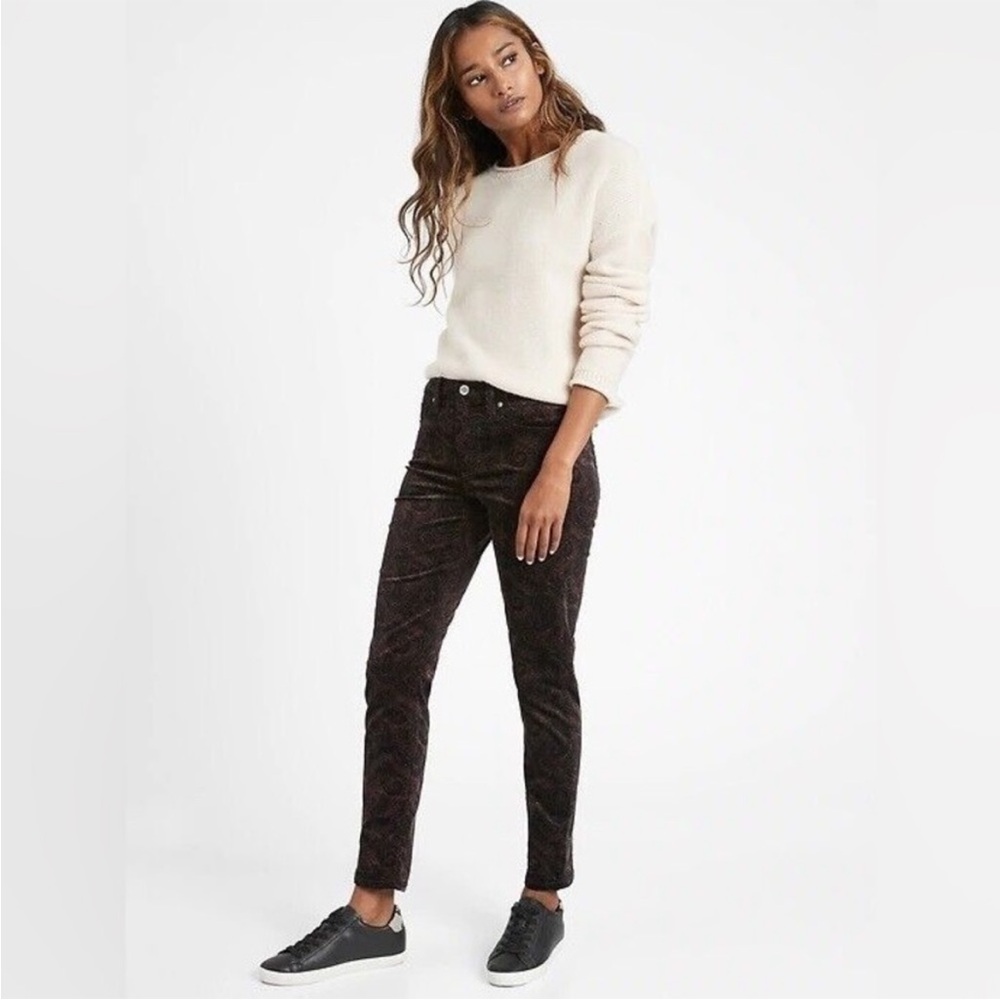 Banana Republic Black Velour Straight Leg Pants 25